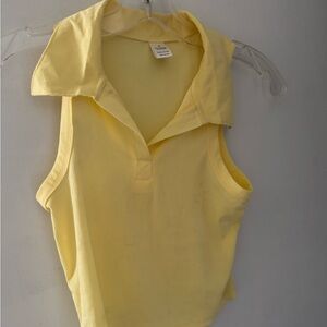 Yellow Sleeveless Collared Top